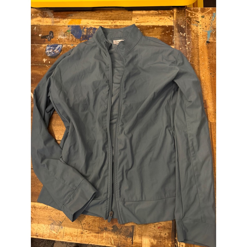 Hurley Mens Full Zip Windbreaker Jacket Slate Blue Grey Mock Neck Medium